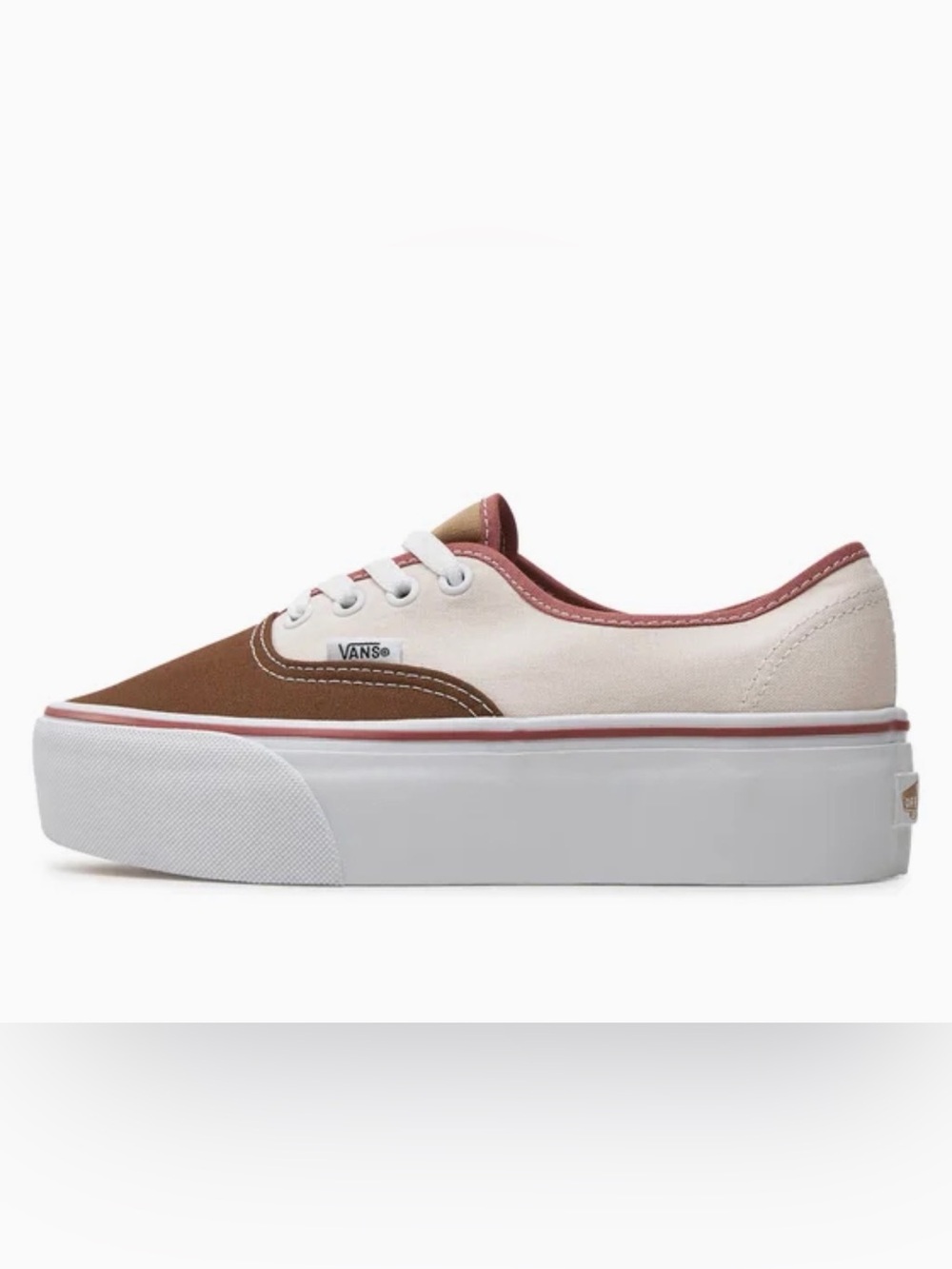 Vans Women’s Brown & Cream Platform Authentic with Pink Trim - Picture 5 of 9
